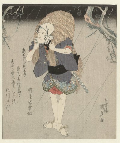 Mand i stråregnfrakke af Utagawa Kunisada (I)