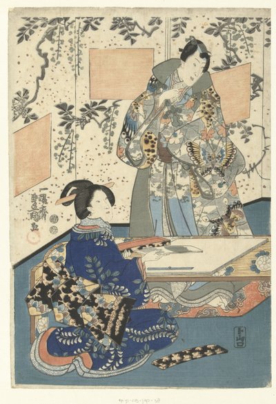 Prins Genji og hofdame af Utagawa Kunisada (I)