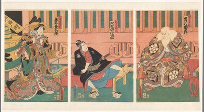 Scene fra stykket Sukeroku, The Cherry Blossom of Edo Scene fra Sukeroku de kersenbloesem van Edo af Utagawa Kunisada (I)