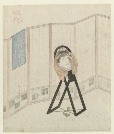 Spejl ved rumdeler af Utagawa Kunisada (I)