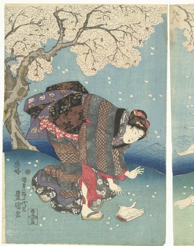 Stormfuld dag ved Sumida-floden Eight Views of Edo (serietitel) af Utagawa Kunisada (I)
