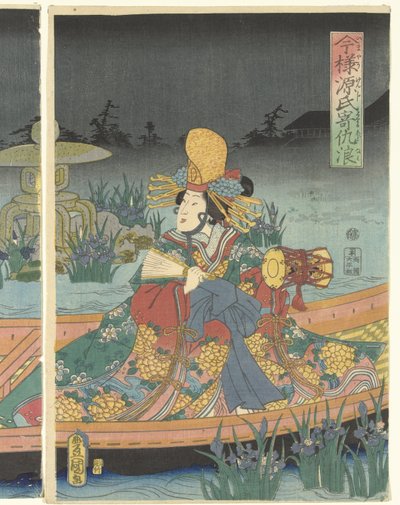 Fjendtlige bølger nærmer sig den moderne prins Genji Imayo Genji yoseru adanami (titel på objekt) af Utagawa Kunisada (I)