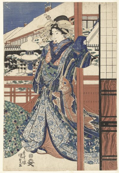 Kvinde i vinterhaven af Utagawa Kunisada (I)