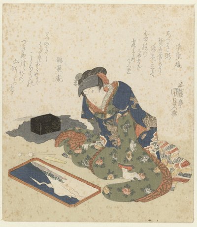 Kvinde laver et sandmaleri af Utagawa Kunisada (I)