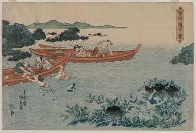 Abalone Divers ud for Ise-kysten, fra en Untitled Landscape-serie af Utagawa Kunisada