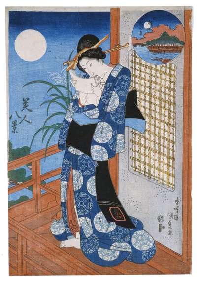 Efterårsmåne over Miho af Utagawa Kunisada