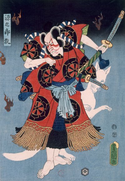 Bando Kamezo som Yokawa Kakuhan i en scene fra Sembonzakura, pub. 1856. af Utagawa Kunisada
