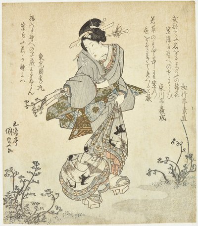 Kvinde ved høst af bregner af Utagawa Kunisada