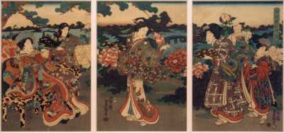 Sommerfugle og pæoner af Utagawa Kunisada