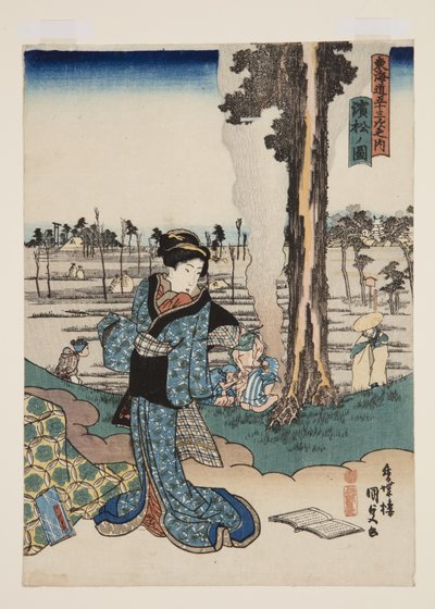 Udsigt over Hamamatsu (Hamamatsu no zu) (træbloktryk i farver) af Utagawa Kunisada