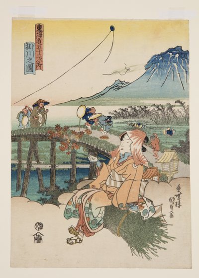 Udsigt over Kakegawa (Kakegawa no zu) (træbloktryk i farver) af Utagawa Kunisada