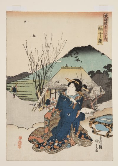Udsigt over Mariko (Mariko no zu) (træbloktryk i farver) af Utagawa Kunisada