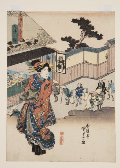 Udsigt over ?tsu (?tsu no zu) (træbloktryk i farver) af Utagawa Kunisada