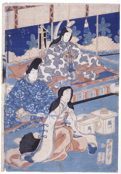Indbydende forår med en samling af blomster (Hana Soroi Haru No Taimen) (træblok i farver) af Utagawa Kunisada II