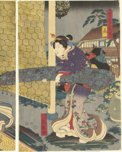 Blomster Hana (titel på objekt) Sne, måne og blomster (serietitel) Setsugekka no uchi (serietitel på objekt) af Utagawa Kuniteru