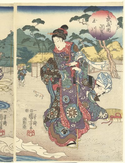 Decho Farmer Inde Produktion Musashi Musashikuni Chofu no Tamagawa af Utagawa Kuniyoshi