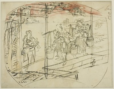 Indsamling af saltvand på stranden af Utagawa Kuniyoshi