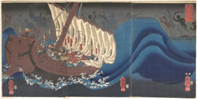 Taira-slægtens spøgelser ved Daimotsu-bugten af Utagawa Kuniyoshi