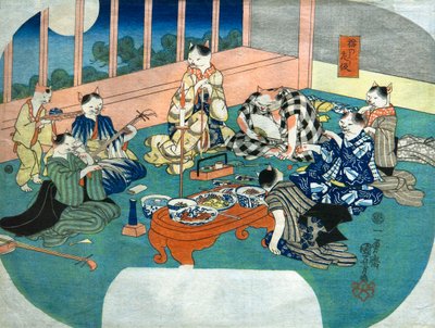 Sheng af katte, ca. 1843 af Utagawa Kuniyoshi