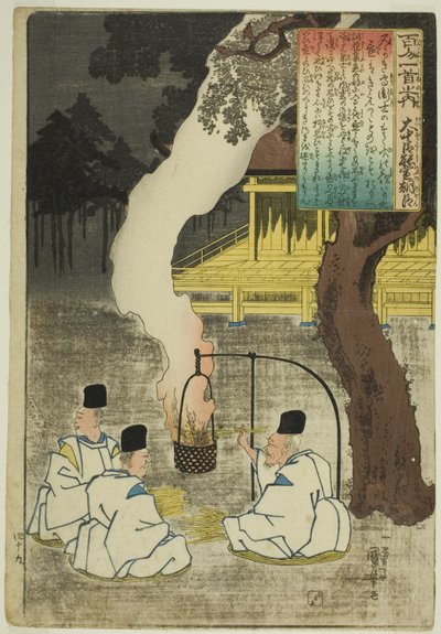 Onanatomi no Yoshinobu Ason, fra serien "One Funded Poems by One Funded Poets (Hyakunin Isshu no Uchi)" af Utagawa Kuniyoshi