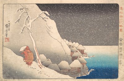 Præst Nichiren i eksil på Sado Island, ca. 1830. af Utagawa Kuniyoshi