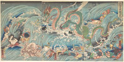 Genindvindingen af den stjålne juvel fra Dragekongens palads af Utagawa Kuniyoshi