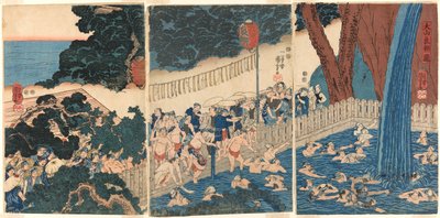 Roben vandfald ved Mount Oyama (Oyama Roben no taki) af Utagawa Kuniyoshi
