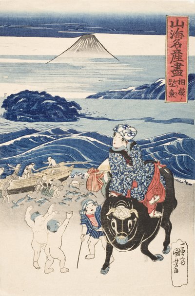 Sagami: fisker, der losser bonitfisk af Utagawa Kuniyoshi