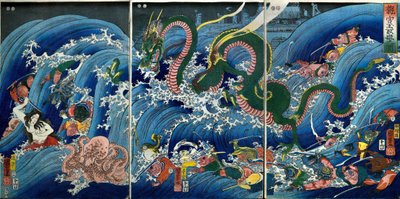 Tamatori-hime stjæler den hellige juvel fra Dragon Palace (Ryūgū Tamatori-hime no zu) af Utagawa Kuniyoshi