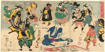 The Extraordinary Phenomenon of the Popular Otsu Picture (Tokini otsue kidai no maremono) af Utagawa Kuniyoshi