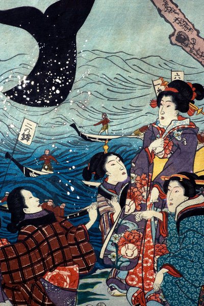 De syv kysters opblomstring med store fisk (Nana ura tairyō hanjō no zu) af Utagawa Kuniyoshi