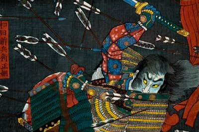 Slaget ved Shijō Nawate, ca. 1857 af Utagawa Kuniyoshi