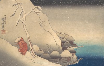 Rejser i snestorm, ca. 1830. af Utagawa Kuniyoshi