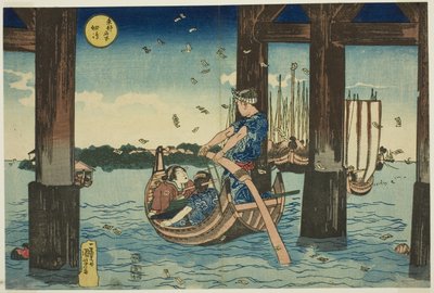 Tsukuda Island (Tsukudajima), fra serien "Famous Places in the Eastern Capital (Toto meisho)" af Utagawa Kuniyoshi