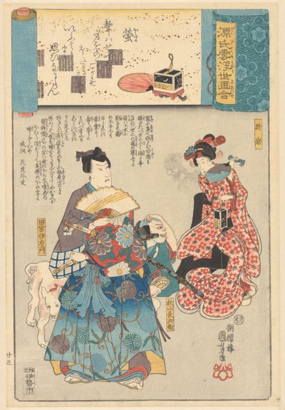 Ukiyo e er paralleller med de overskyede kapitler i Genji af Utagawa Kuniyoshi