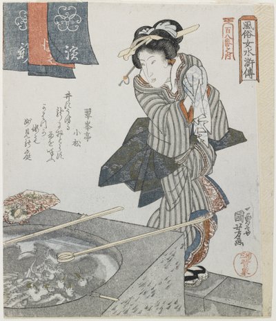 Vasker hænder som en mitare af Gongsun Sheng, ca. 1828 af Utagawa Kuniyoshi