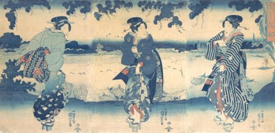 Kvinder nær en flod, ca. 1850. af Utagawa Kuniyoshi