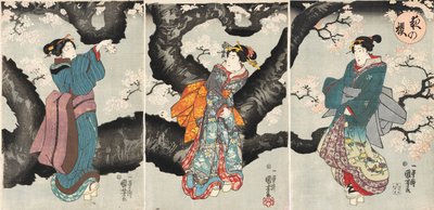 Yoru no sakura [Cherry Blossoms at Night], ca. 1846 (træbloktryk) af Utagawa Kuniyoshi