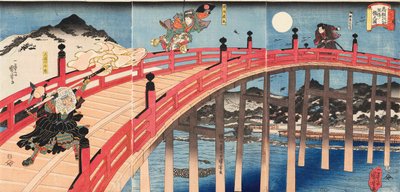 Yoshitsune Ichidaiki figur af Joe No Bridge, Ka 1839. af Utagawa Kuniyoshi