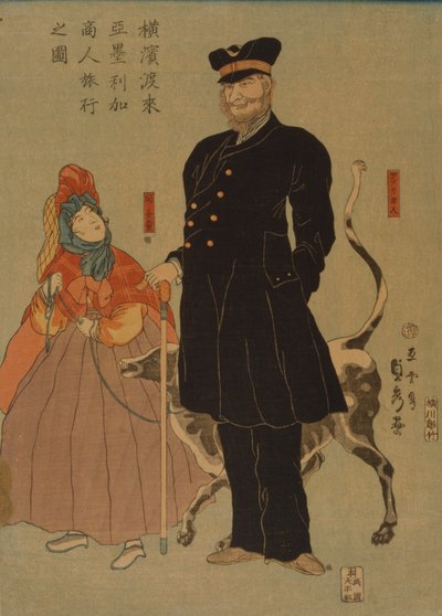 Amerikansk købmand slentrer i Yokohama, 1861 af Utagawa Sadahide