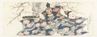 En kriger, der holder en støder af Utagawa Toyohiro
