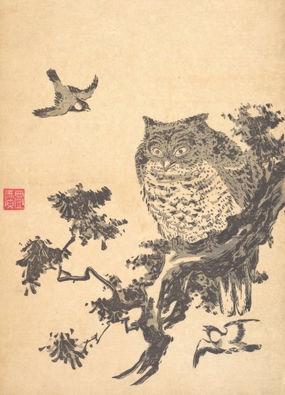 Ugle og to svaler. af Utagawa Toyohiro