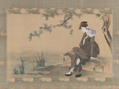 Kvinde, der køler sig selv, ca. 1800. af Utagawa Toyohiro