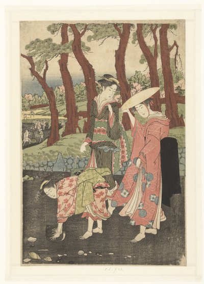 Indsamling af fisk og skaller ved lavvande af Utagawa Toyokuni (I)