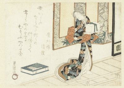 Kvinde, der bærer en trækasse af Utagawa Toyokuni (I)