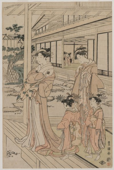 Courtesane stående på en veranda, begyndelsen af 1790