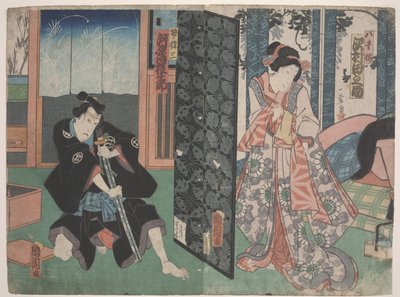 Scene fra Kabuki (træsnit) af Utagawa Toyokuni