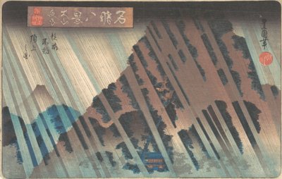 Night Rain at Oyama, fra serien Eight Famous Views of Kanagawa, ca. 1830. af Utagawa Toyokuni II