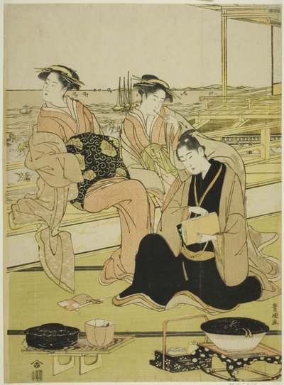 Med udsigt over bugten og Shinagawa af Utagawa Toyokuni I