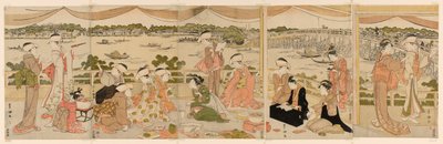 Koncert på en veranda med udsigt over Sumida-floden af Utagawa Toyokuni I